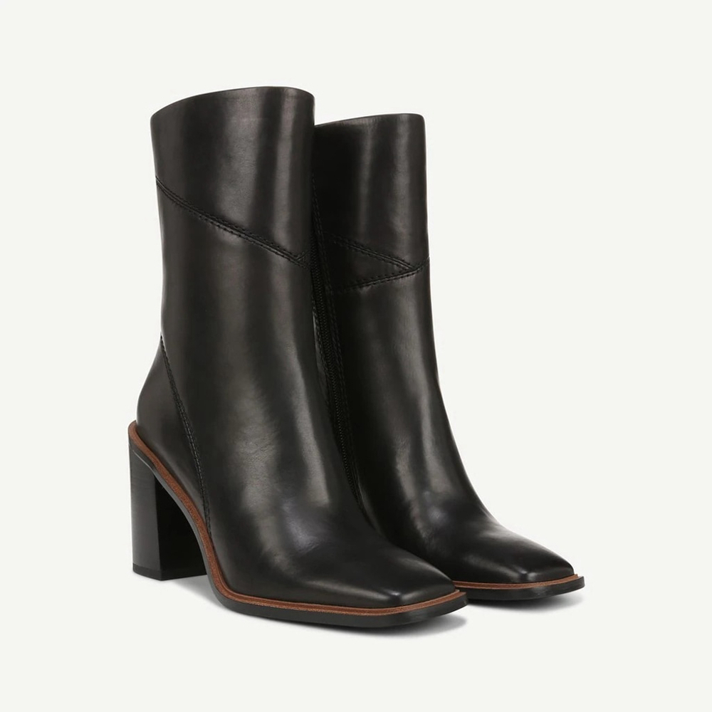 Franco Sarto Classic Women Leather Midcalf Boots Booties SZ 10 M BLACK